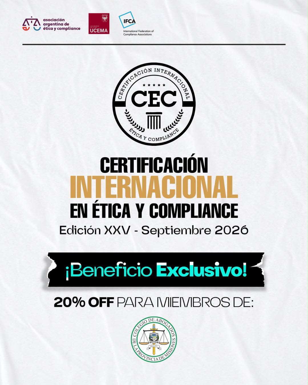 La formación profesional más prestigiosa en #Compliance llega a su XXVI edición