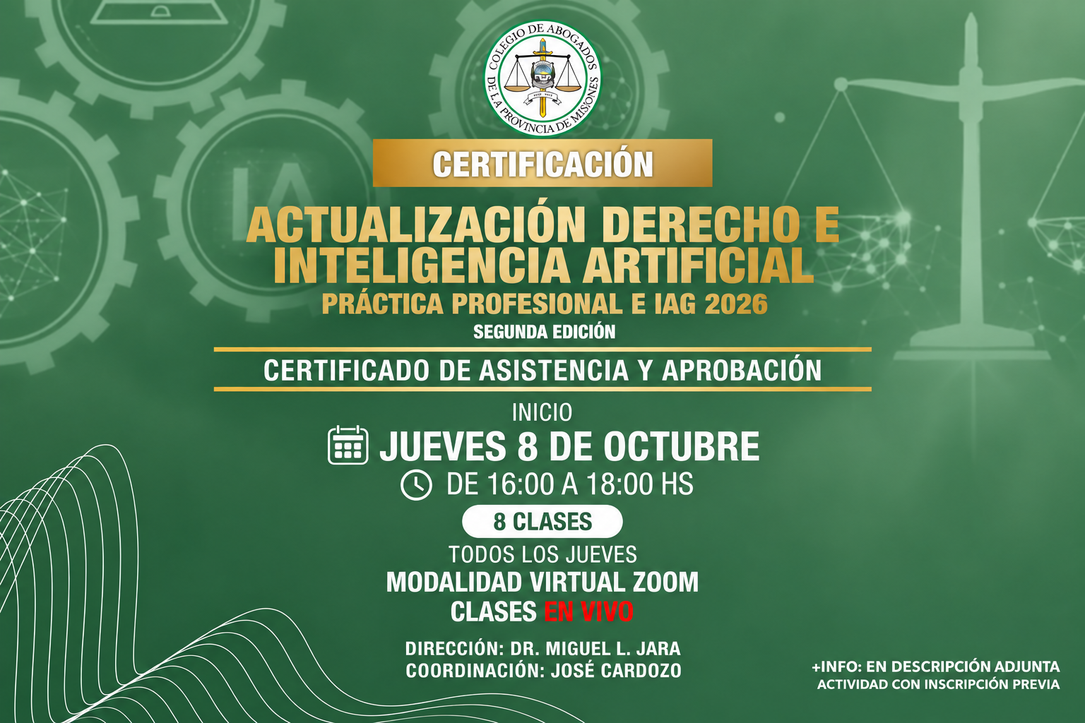 CERTIFICACIÓN – ACTUALIZACIÓN DERECHO E INTELIGENCIA ARTIFICIAL Práctica Profesional e IAG 2026 – 2.ª edición